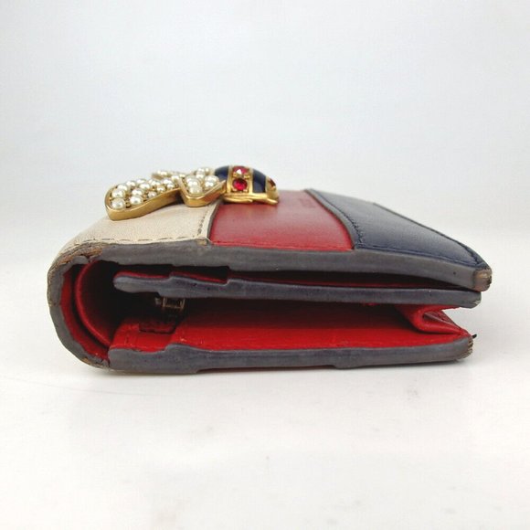 Rare Authentic GUCCI 476072・525040 Queen bee wallet leather/Rhinestone[Used] - Picture 3 of 11